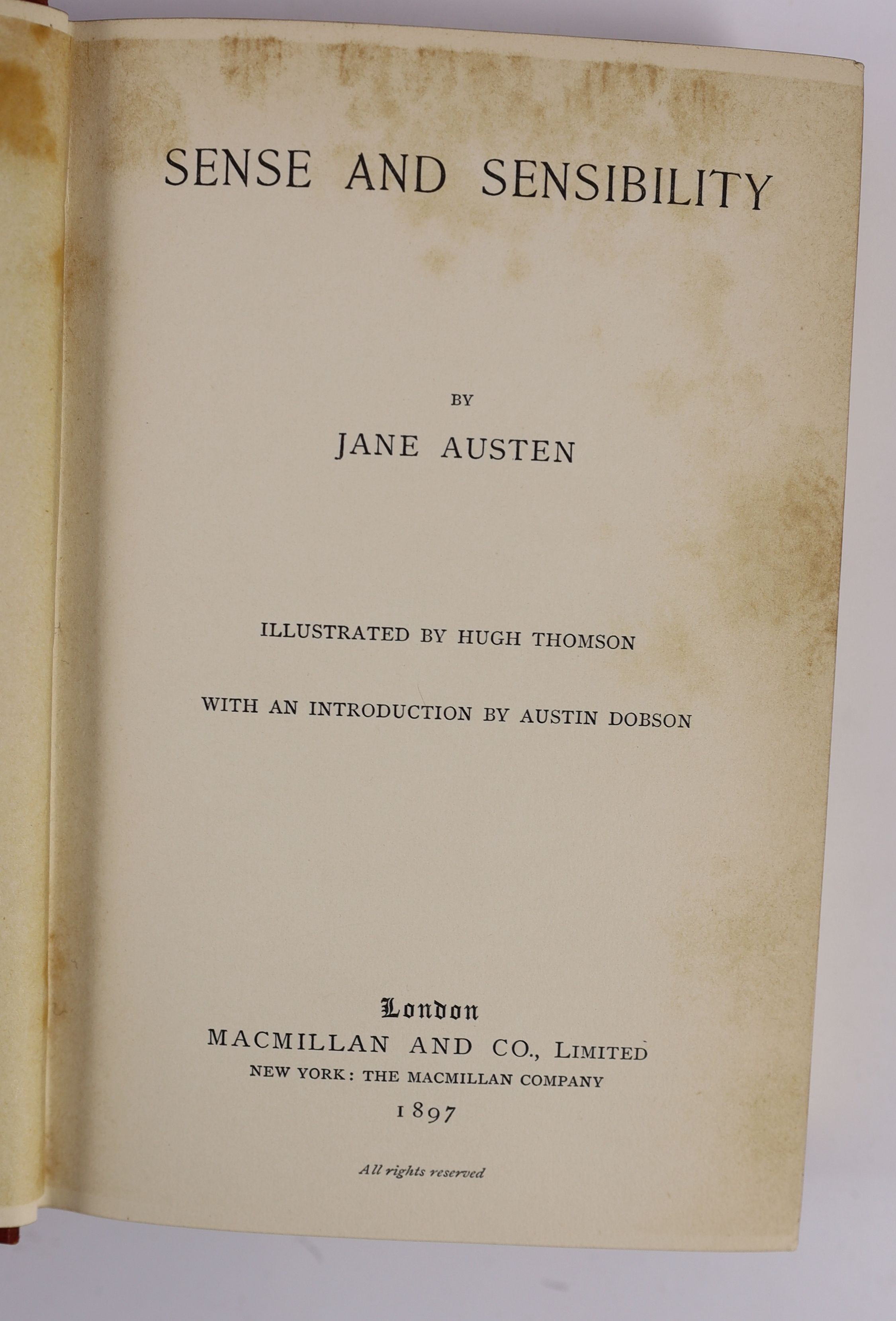 Austen, Jane - Macmillan's Illustrated Standard Novels, comprising: Sense and Sensibility; Emma; Mansfield Park; Northanger Abbey and Persuasion; i.e. 4 vols (ex 5 -without Pride and Prejudice); publisher's introductions